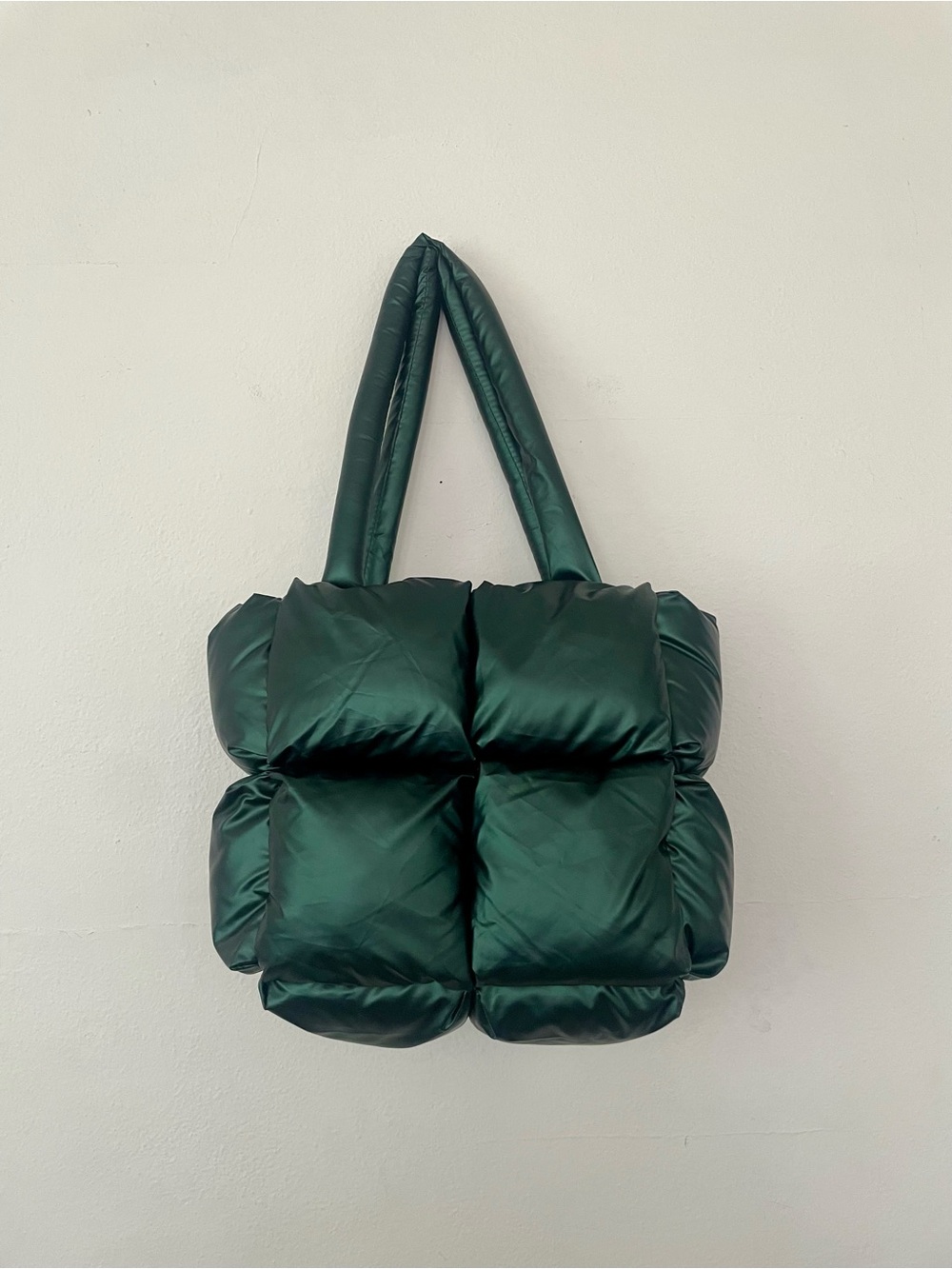 Anthropologie Mini Puffer Tote Bag in Deep Green